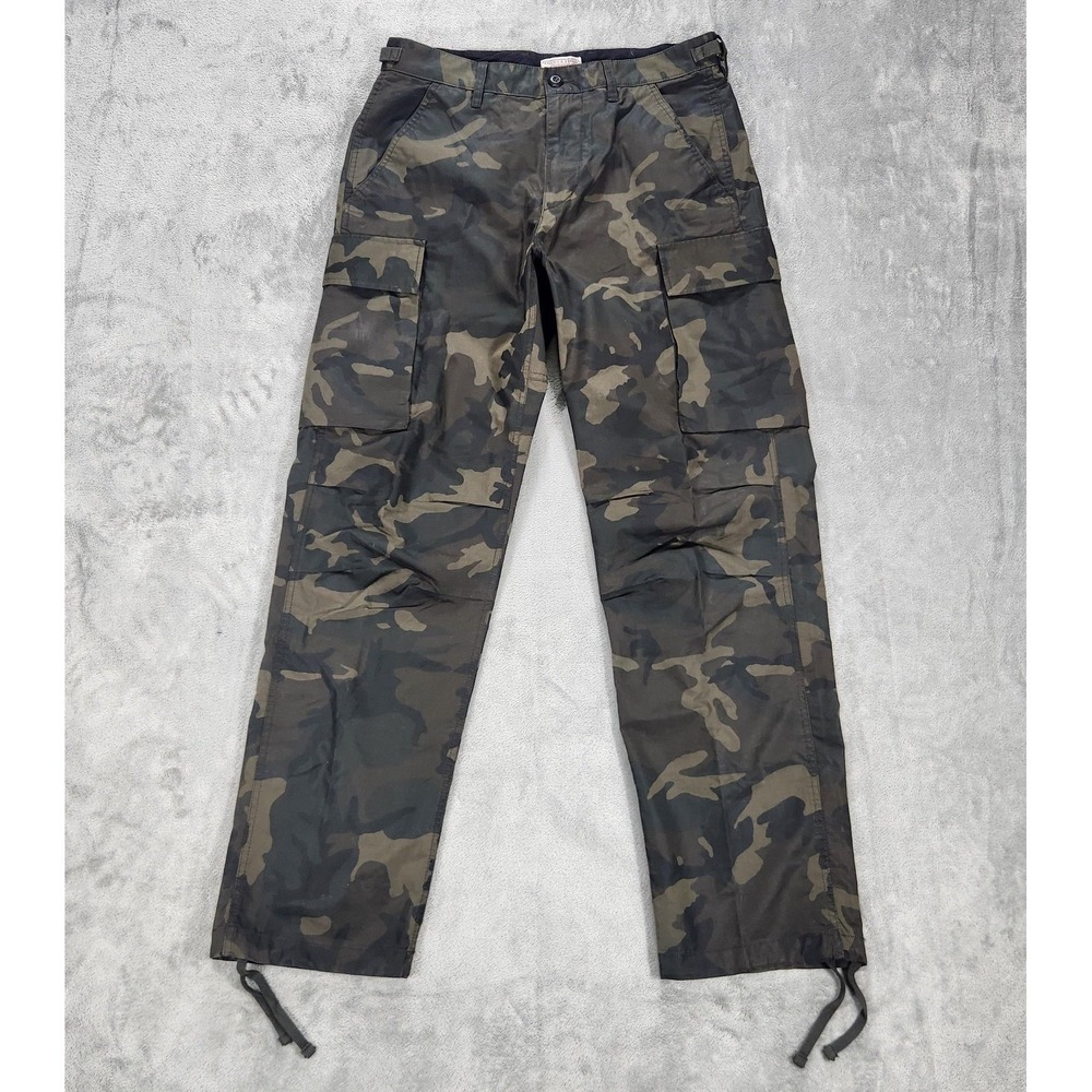 Wallace & Barnes Pants Mens 31x31 Green Camo Cargo‎ Drawstring Hem Workwear